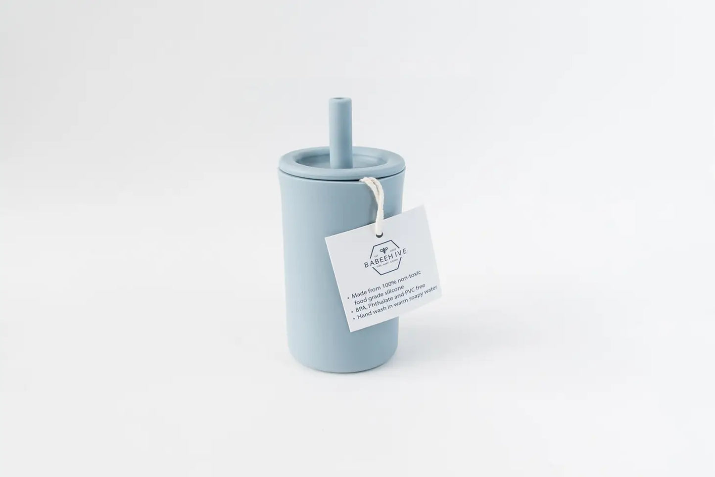 Silicone Straw Cup, Duck Egg Blue