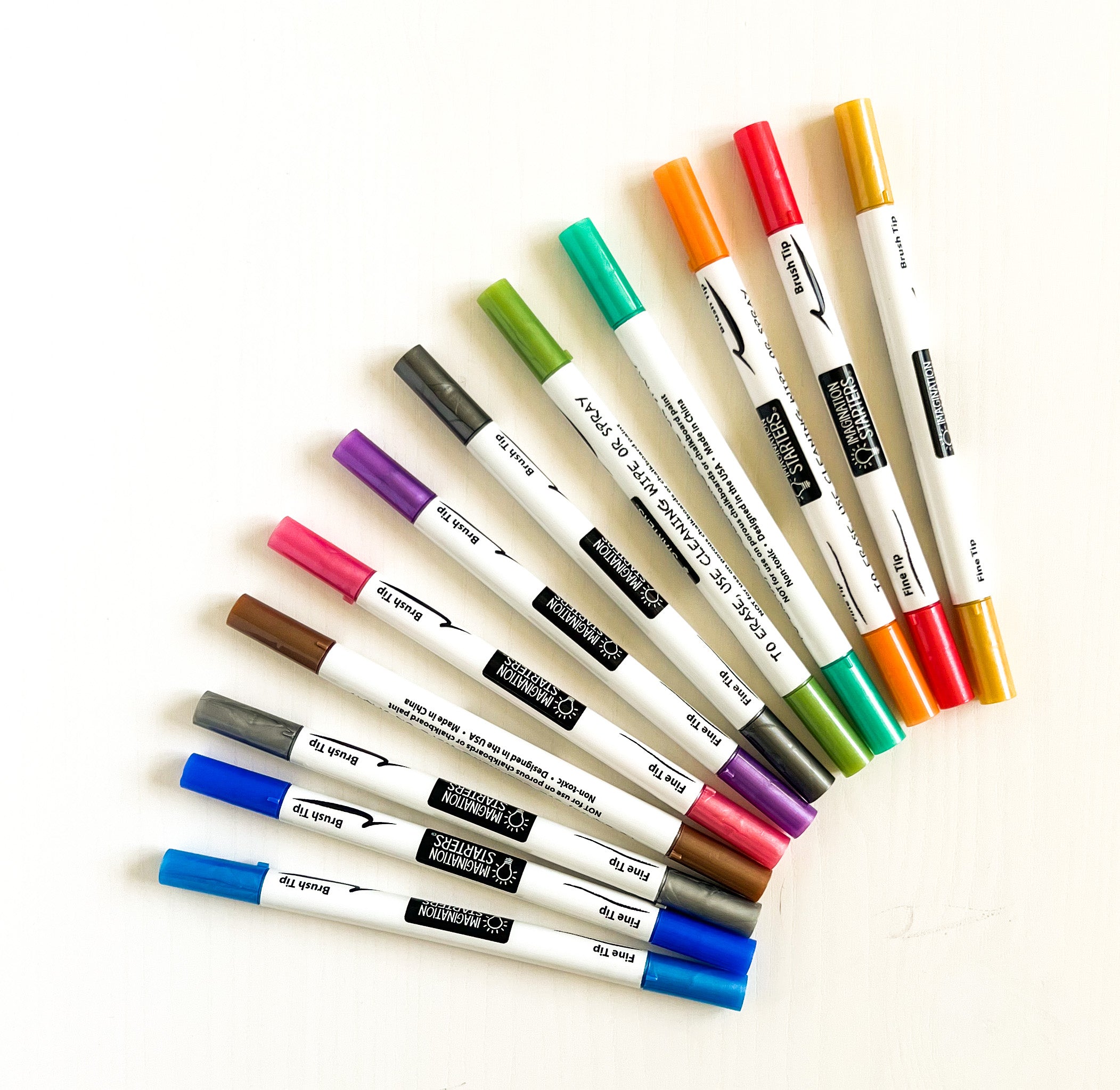 Dual Tip Metallic Chalk Markers, S/6