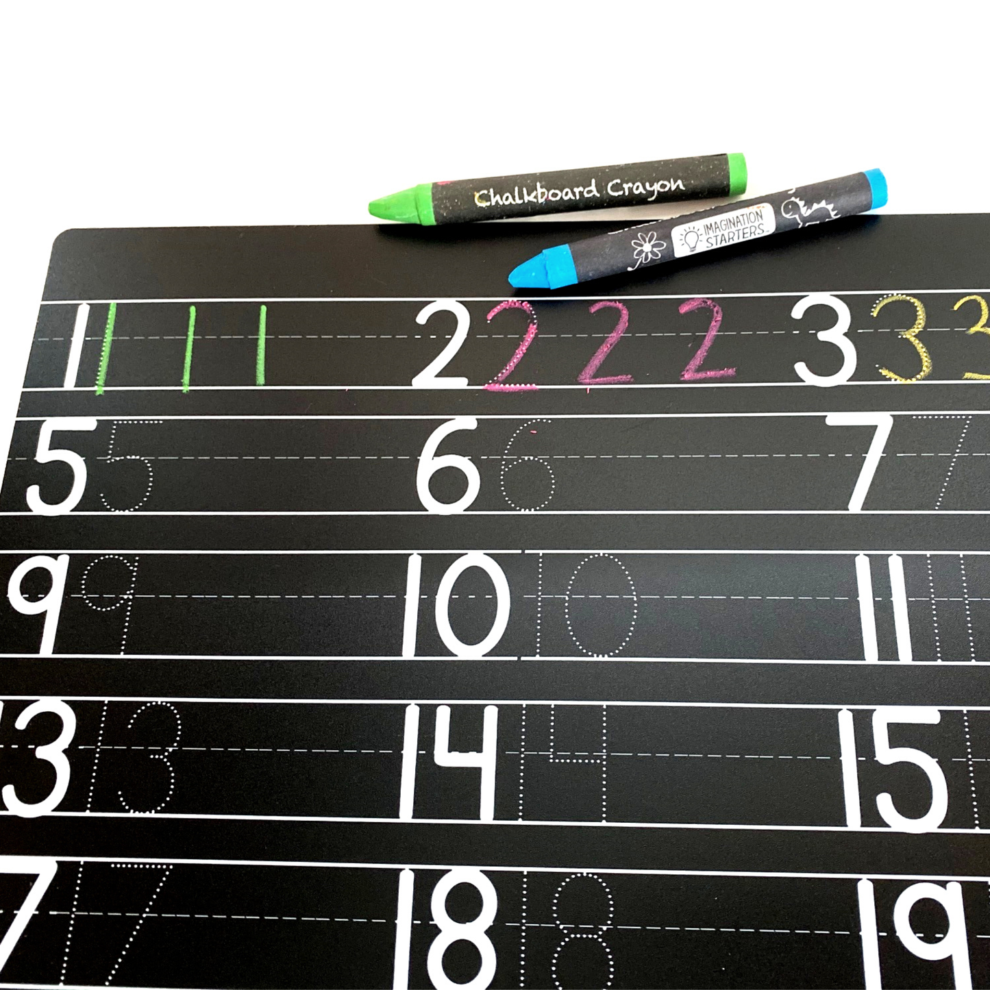 Letters and Numbers Practice Chalkboard Placemat Set