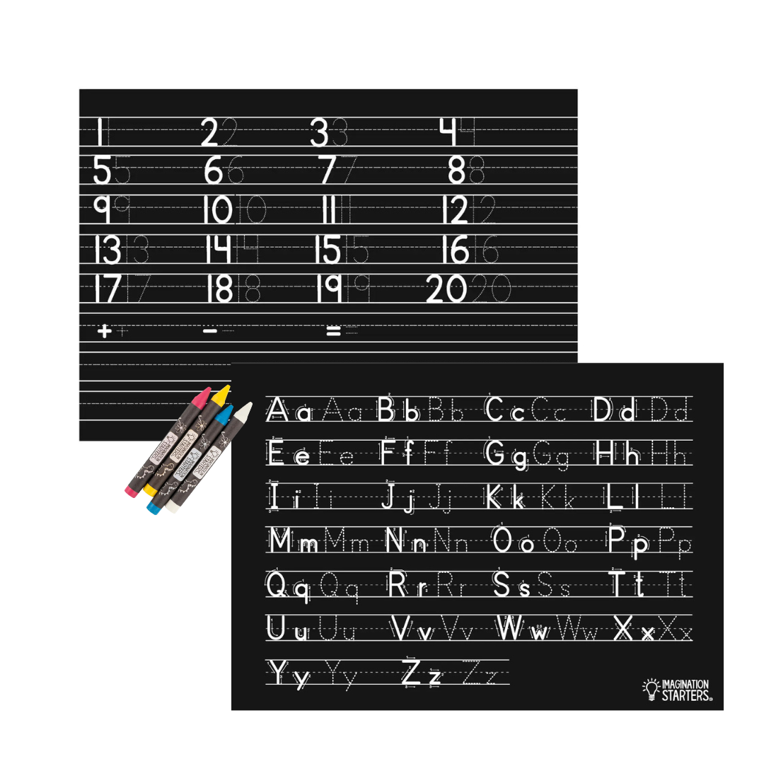 Letters and Numbers Practice Chalkboard Placemat Set