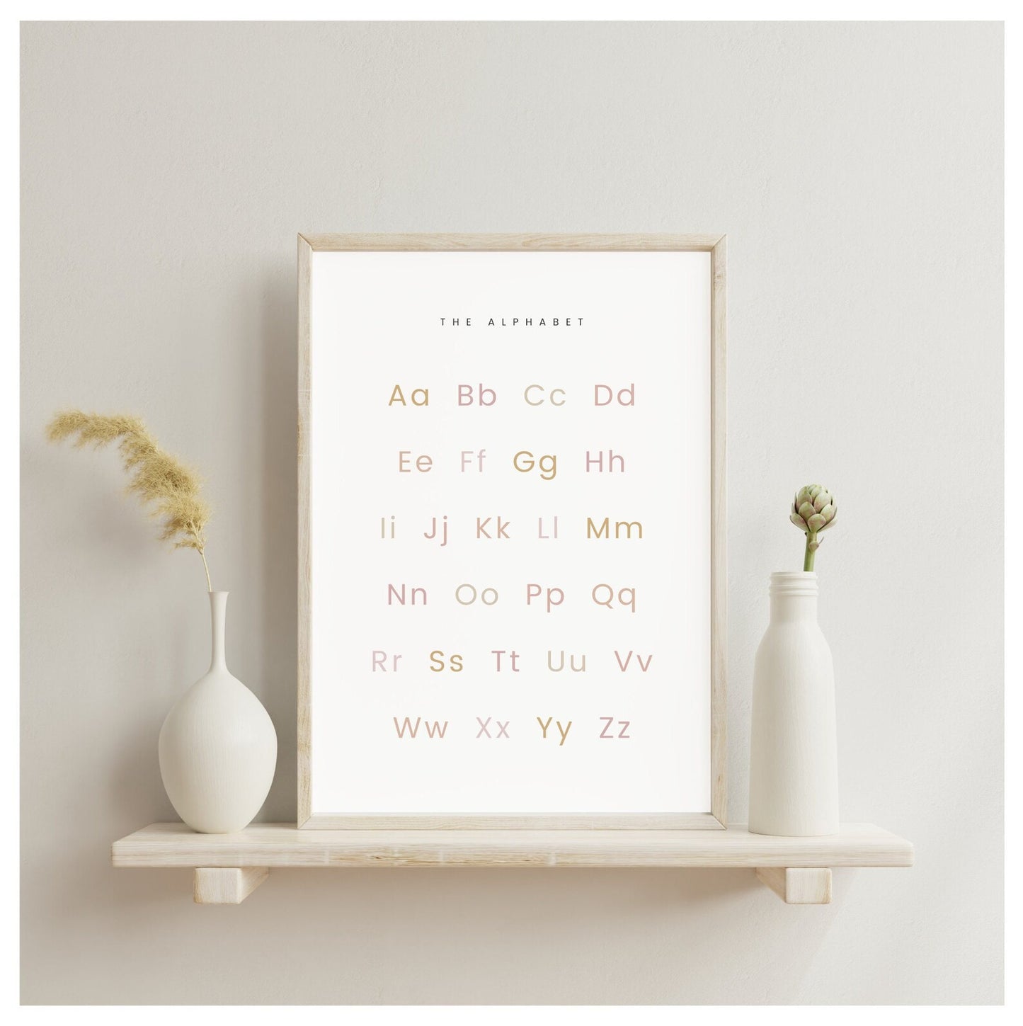 Alphabet Poster Digital Download, Pink Neutrals